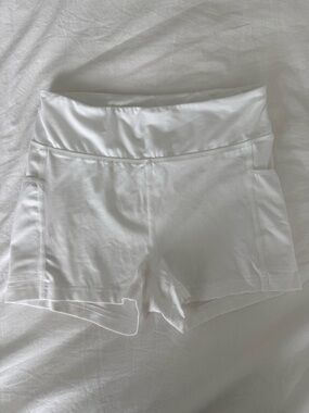 FP Movement by Free People White High-Rise Bike Shorts with Side Pockets
